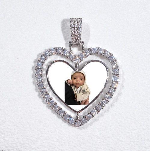 3D Spinning 2-Faced Heart Custom Picture Pendant
