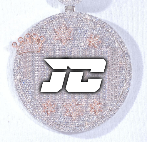 CUSTOM LETTER NECKLACE 3D BIG CROWN DISC