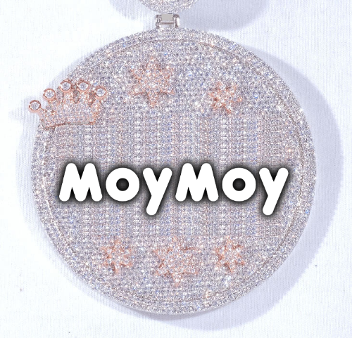 CUSTOM LETTER NECKLACE 3D BIG CROWN DISC