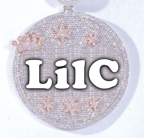 CUSTOM LETTER NECKLACE 3D BIG CROWN DISC