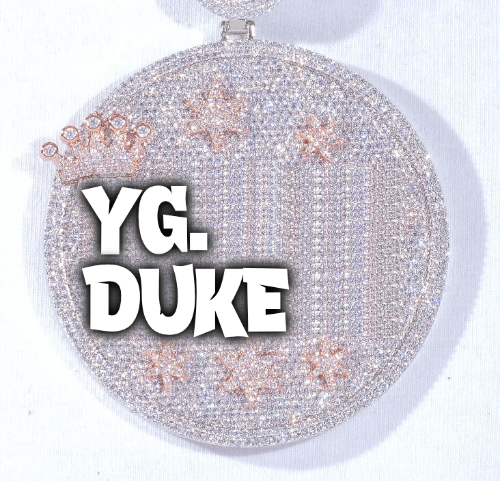 CUSTOM LETTER NECKLACE 3D BIG CROWN DISC