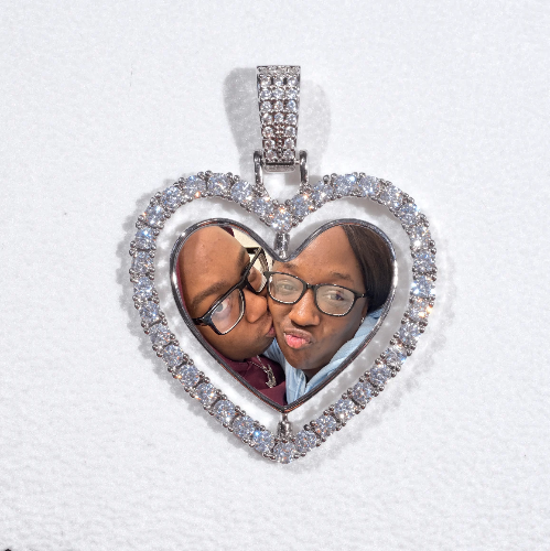 3D Spinning 2-Faced Heart Custom Picture Pendant