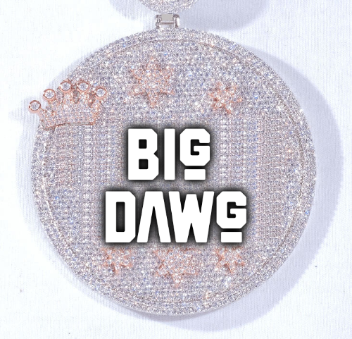 CUSTOM LETTER NECKLACE 3D BIG CROWN DISC