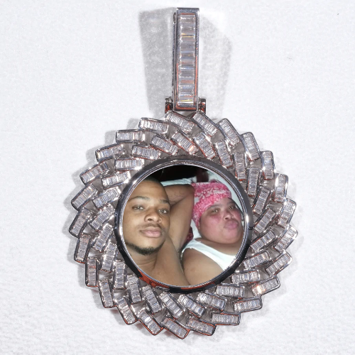 Large 3D Baguette Custom Picture Pendant