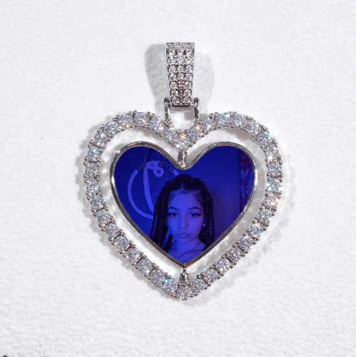 3D Spinning 2-Faced Heart Custom Picture Pendant