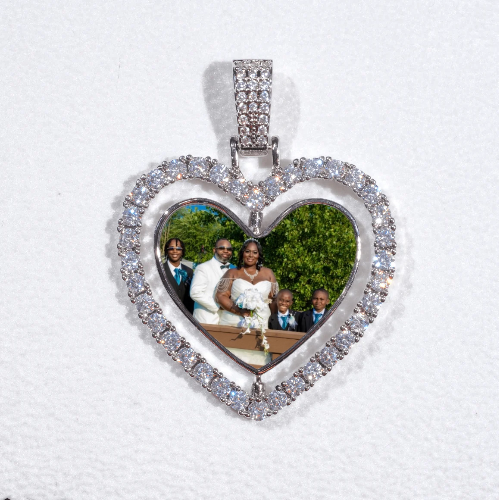 3D Spinning 2-Faced Heart Custom Picture Pendant