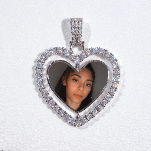 3D Spinning 2-Faced Heart Custom Picture Pendant