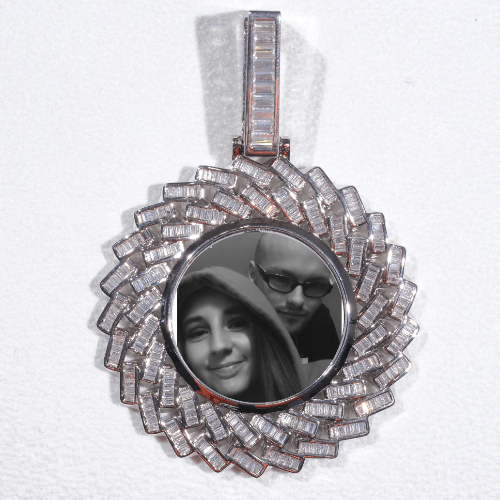 Large 3D Baguette Custom Picture Pendant