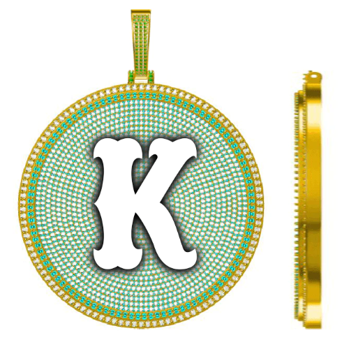 CUSTOM LETTER NECKLACE 3D BIG DISC