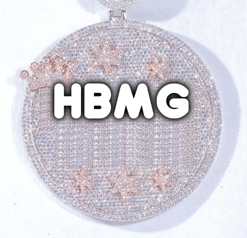 CUSTOM LETTER NECKLACE 3D BIG CROWN DISC