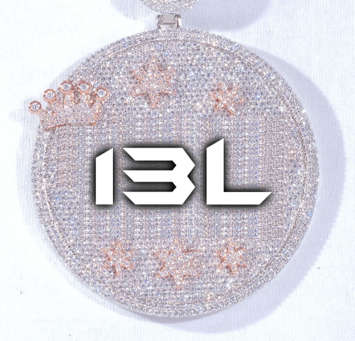 CUSTOM LETTER NECKLACE 3D BIG CROWN DISC
