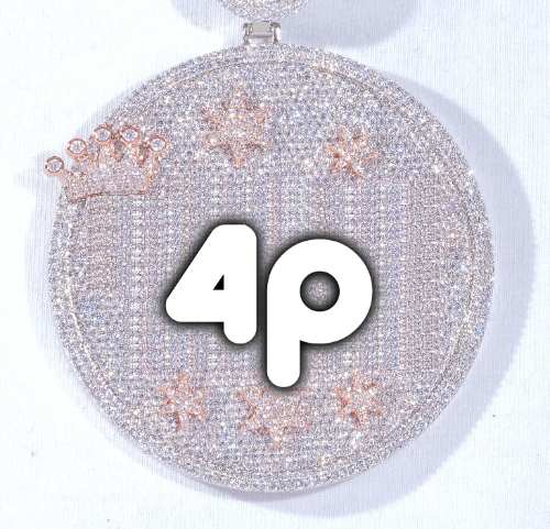 CUSTOM LETTER NECKLACE 3D BIG CROWN DISC