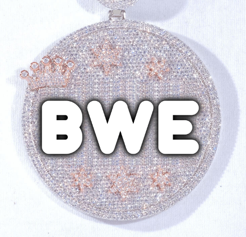 CUSTOM LETTER NECKLACE 3D BIG CROWN DISC