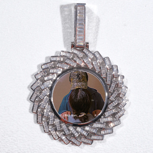 Large 3D Baguette Custom Picture Pendant