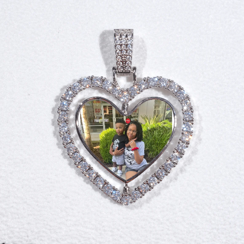 3D Spinning 2-Faced Heart Custom Picture Pendant