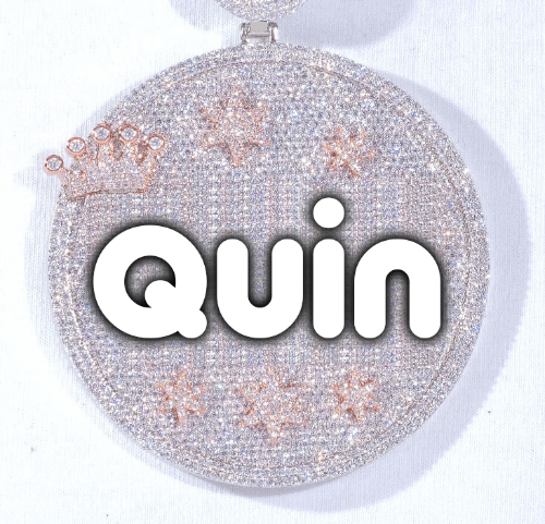 CUSTOM LETTER NECKLACE 3D BIG CROWN DISC