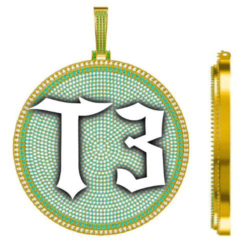 CUSTOM LETTER NECKLACE 3D BIG DISC