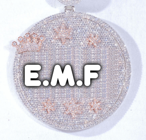 CUSTOM LETTER NECKLACE 3D BIG CROWN DISC