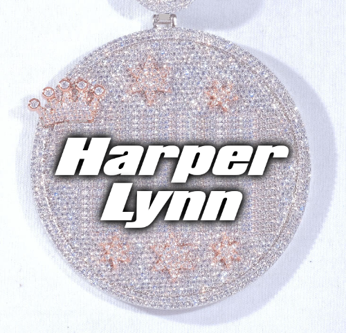 CUSTOM LETTER NECKLACE 3D BIG CROWN DISC