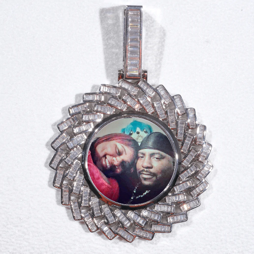 Large 3D Baguette Custom Picture Pendant