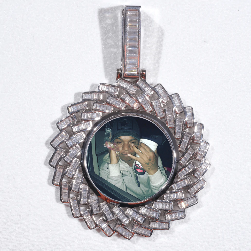 Large 3D Baguette Custom Picture Pendant