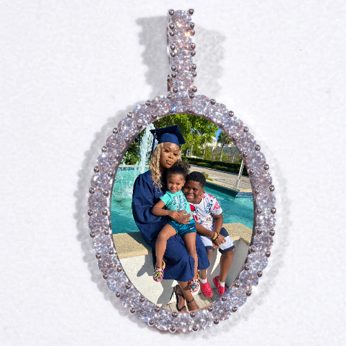 Large 3D Oval Custom Picture Pendant