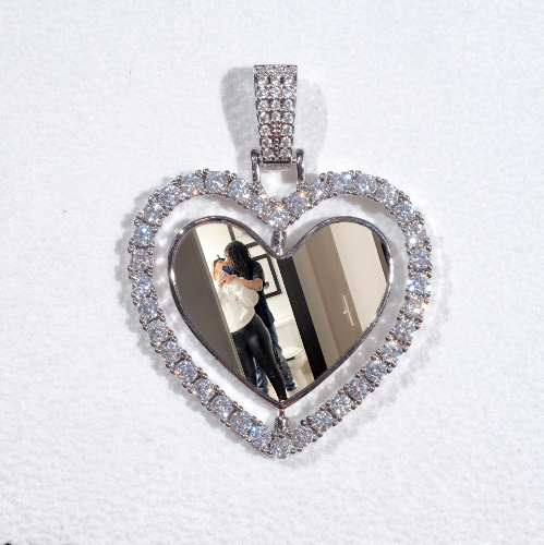 3D Spinning 2-Faced Heart Custom Picture Pendant