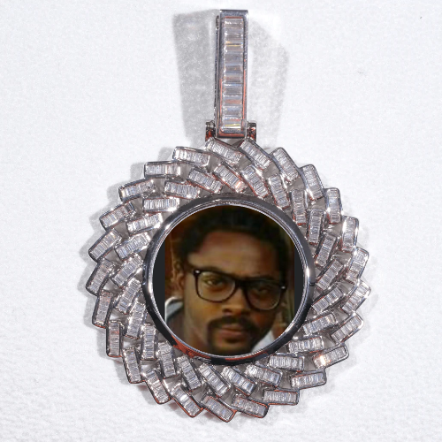 Large 3D Baguette Custom Picture Pendant