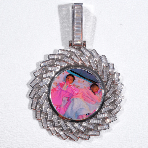 Large 3D Baguette Custom Picture Pendant