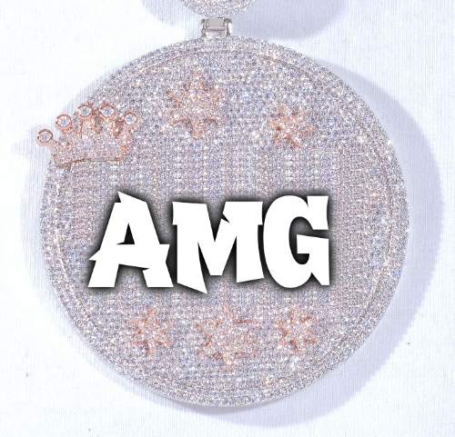CUSTOM LETTER NECKLACE 3D BIG CROWN DISC