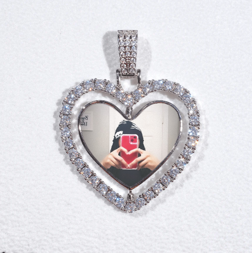 3D Spinning 2-Faced Heart Custom Picture Pendant