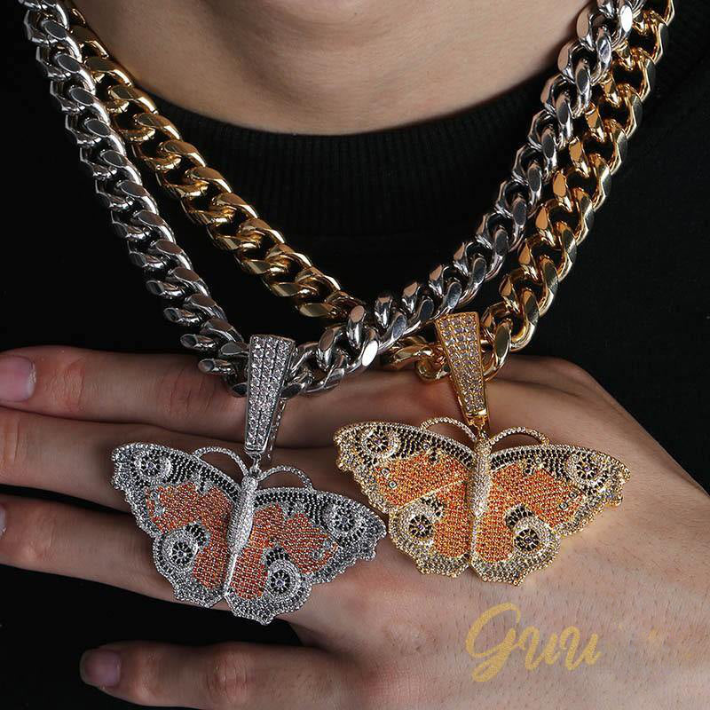 18K Gold-Plated Micro Inlay  AAA CZ Butterfly Pendant - The GUU Shop