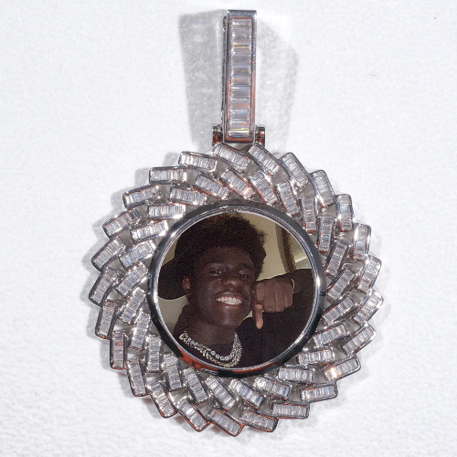 Large 3D Baguette Custom Picture Pendant