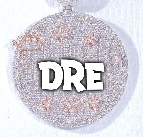 CUSTOM LETTER NECKLACE 3D BIG CROWN DISC