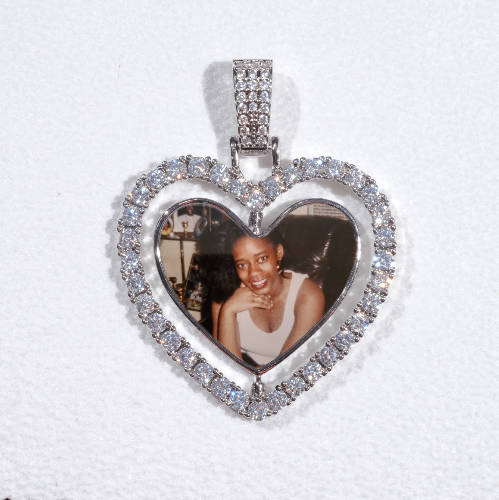 3D Spinning 2-Faced Heart Custom Picture Pendant