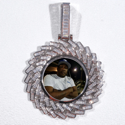 Large 3D Baguette Custom Picture Pendant