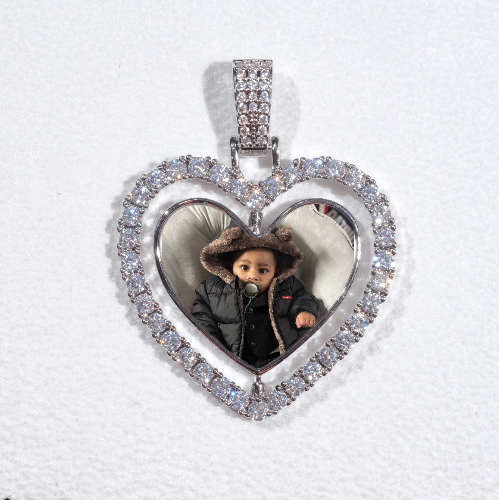 3D Spinning 2-Faced Heart Custom Picture Pendant