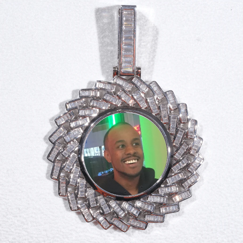 Large 3D Baguette Custom Picture Pendant