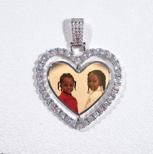 3D Spinning 2-Faced Heart Custom Picture Pendant