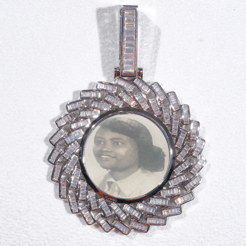 Large 3D Baguette Custom Picture Pendant