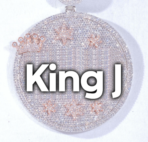 CUSTOM LETTER NECKLACE 3D BIG CROWN DISC
