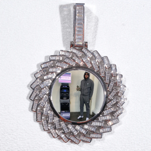 Large 3D Baguette Custom Picture Pendant