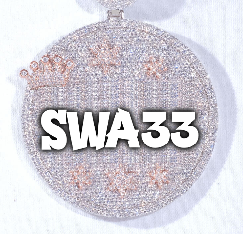 CUSTOM LETTER NECKLACE 3D BIG CROWN DISC
