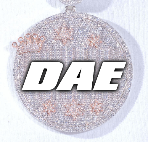 CUSTOM LETTER NECKLACE 3D BIG CROWN DISC