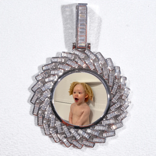 Large 3D Baguette Custom Picture Pendant