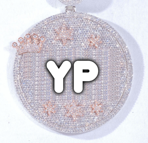 CUSTOM LETTER NECKLACE 3D BIG CROWN DISC