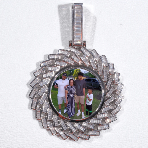 Large 3D Baguette Custom Picture Pendant