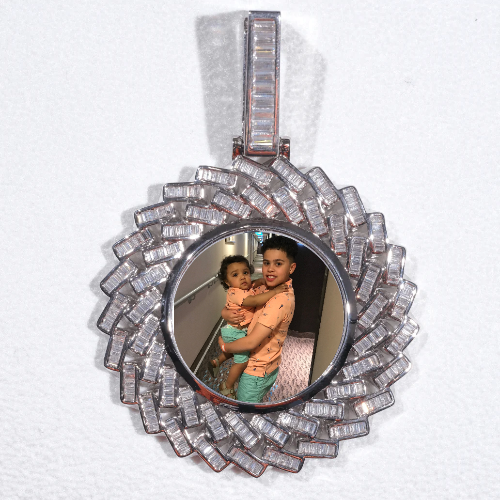 Large 3D Baguette Custom Picture Pendant