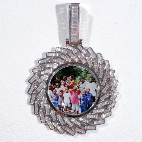 Large 3D Baguette Custom Picture Pendant