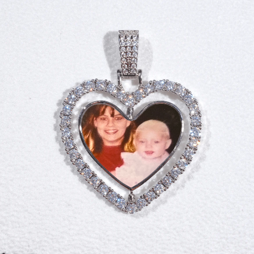 3D Spinning 2-Faced Heart Custom Picture Pendant